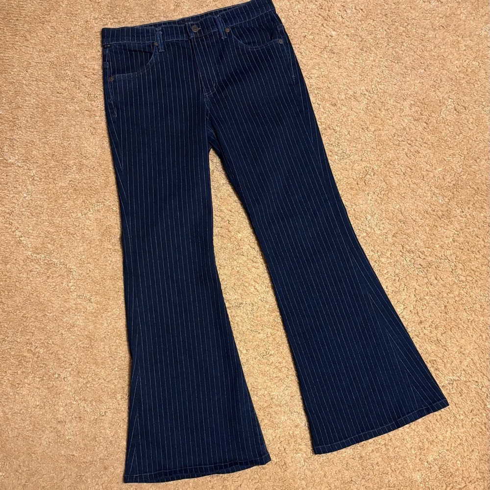 Citizens Of Humanity Navy Pinstripe Flare Jeans